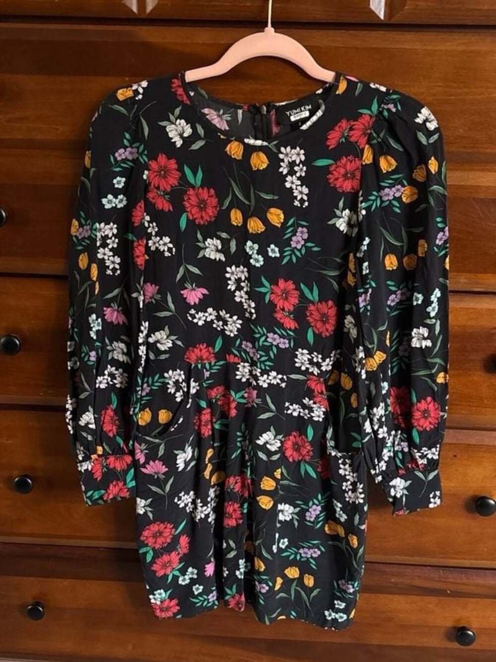 Yumi Kim Akita Mini Dress in Garden at Dawn Black Floral Print Size 4